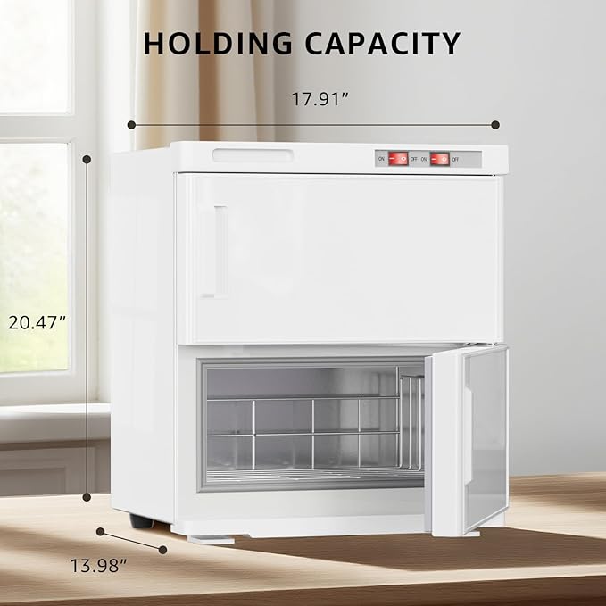 TABU Hot Towel Warmer Cabinet, 32L Large Professional Towel Heater with Stainless Steel Racks & Water Drip Tray, for Spa, Salon, Barber and Home,White