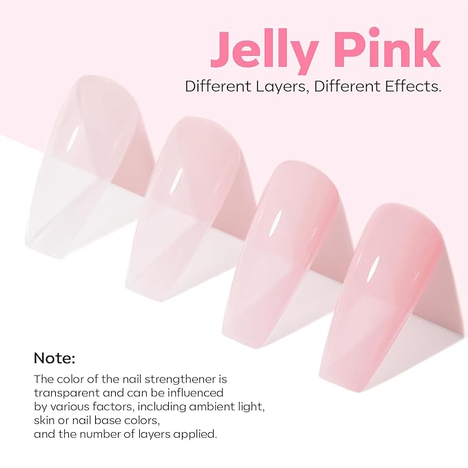 modelones Nail Strengthener Jelly Pink Purple Nail Polish Nail Repair for Damaged Nails Hardener Extra Strong and Growth Natural Concealer Foundation Nail Care Gifts for Women