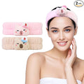 Spa Headband for Washing Face, 2 Pack Cute Halloween Hair Band for Shower Yoga Beauty, Fluffy Makeup Headband, Kawaii Facial Headbands for Woman Girls, Pink+Beige Capybara