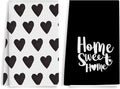 2PCS Cute Heart Love Home Sweet Home Valentine's Kitchen Towels, Valentines Day Decor for Couples, Reusable Absorbent Waffle Weave Dish Tea Towels for Cleaning Cooking, Microfiber Kitchen Towel