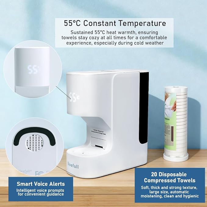 Hot Towel Warmer for Face, 5s Fast Heating Hot Towel Dispenser, Auto Dispensing Heating Towel Machine, 20 Towels for Home Spa, Skincare Routine, Makeup Removal & Shaving Prep