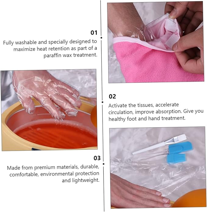 1set Paraffin Wax Hand Gloves Foot Care Supplies Hand Treatment Spa Foot Cover Moisturizing Gloves Skin Care Kit Random Color