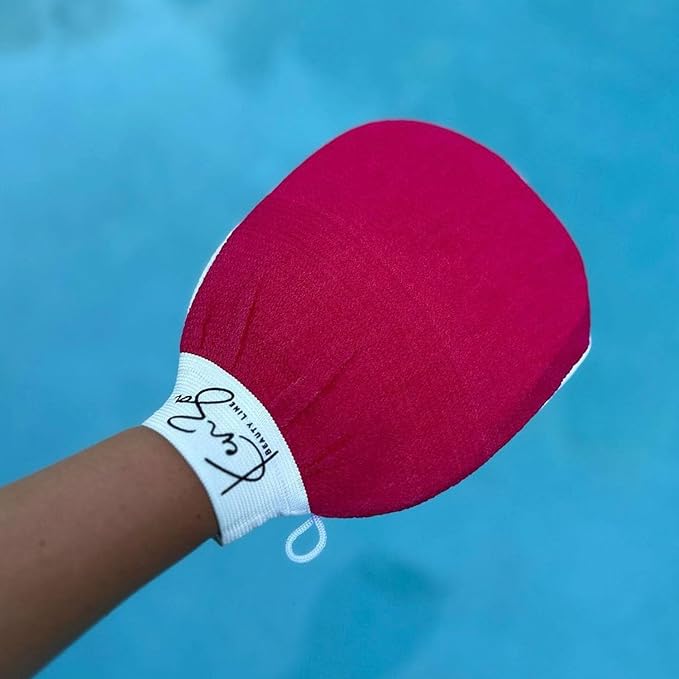 Deep Exfoliating Gloves for Shower Naturally Exfoliate Away Dead Skin, Exfoliating Glove, Exfoliating Body Scrubber Glove for Smooth, Soft Skin (Pink)
