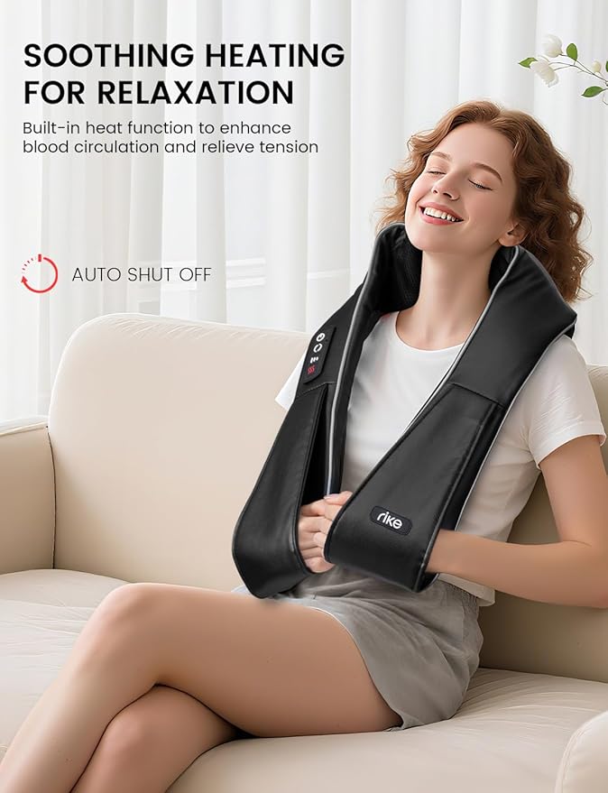 Shiatsu Neck and Back Massager with Heat, Corded Deep Tissue Shoulder Massager for Pain Relief, 3D Kneading Nodes, Eligible for FSAHSA Electric Massage Pillow for Home Office Car, Gift for Men Women