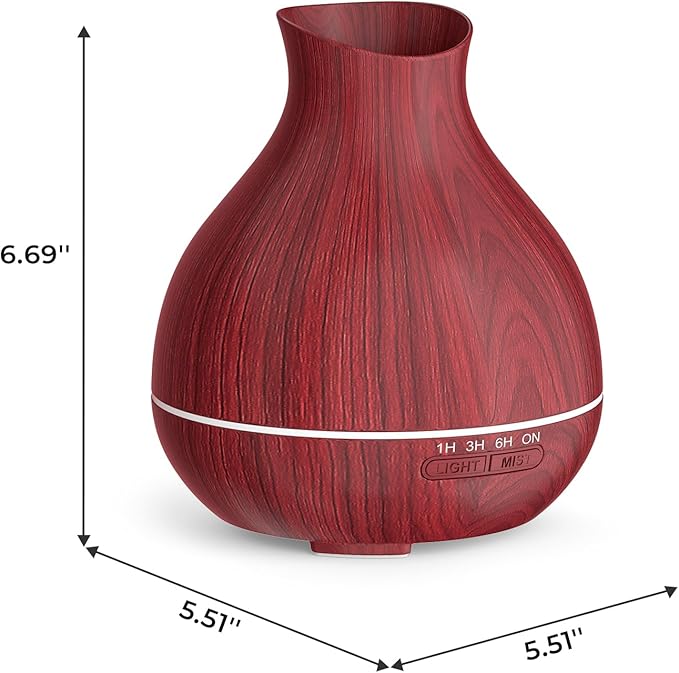 BZseed Aromatherapy Essential Oil Diffuser 550ml 12 Hours Wood Grain Aroma Diffuser with Timer Cool Mist Humidifier for Large Room, Home, Baby Bedroom, Waterless Auto Shut-off,7 Colors Lights Changing