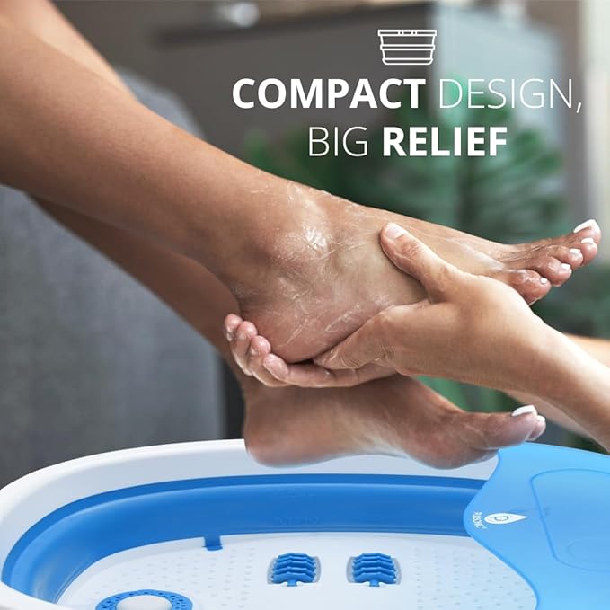 Pursonic Collapsible Wireless Footbath Spa Massager | Portable Acupressure Massage with Adjustable Heat Settings | Compact for Travel and Home Use