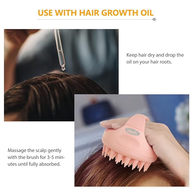 Sndyi Scalp Massager Shampoo Brush, Scalp Scrubber with Soft Silicone Bristles, Scalp Exfoliator for Dandruff Removal, Scalp Massager for Hair Growth, Wet Dry Hair Brush for Scalp Care, Pink
