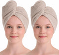 100% Turkish Cotton Hair Towel Wrap 2 Pack – Oeko-TEX Certified Quick Dry Turban for Wet Hair – Soft, Absorbent, Gentle on Curly & Long Hair – 10x26 Inch
