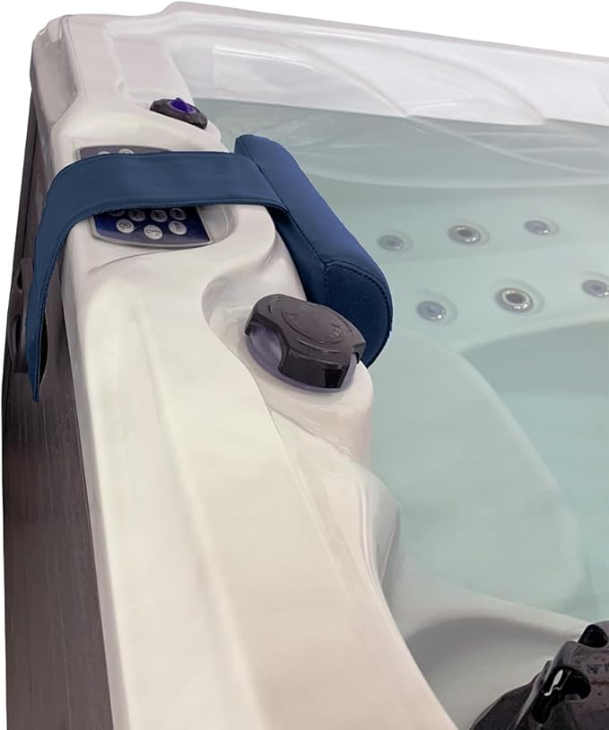 Poolzilla Universal Blue Spa Pillow, Made of Soft Foam for Outdoor Hot Tubs and Chaise lounges - Adjustable Headrest and Weighted that Fits Any Spa