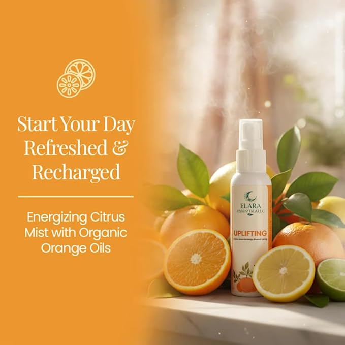 Uplifting Aromatherapy Shower Spray – Energizing Citrus Mist with Organic Citrus Oils – Refreshing Shower & Room Spray for Mood Boost & Morning Energy – 2oz