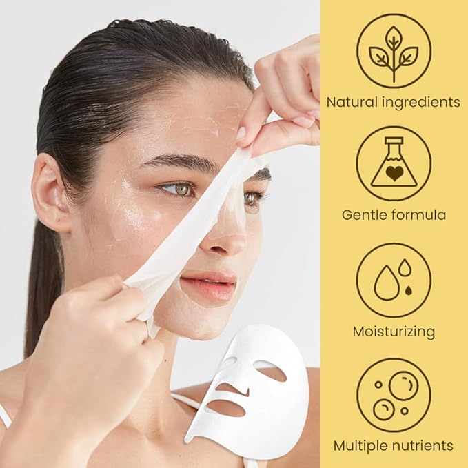 Kaely 6 Pack Honey Face Masks for Kids, Kids Face Mask Spa Day Kit Supplies, Spa Party Favors for Teens Girls Women, Sheet Facial Mask Skincare Gifts Set, Hydrating Nourish for All Skin Types, 07