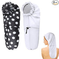 2 Pcs Large Shower Cap for Braids, Extra Long Shower Cap for Women Long Hair & Locs, Waterproof Hair Bonnets for Dreadlocks Drawstring Bath Caps for Women & Men (White, Polka Dots)