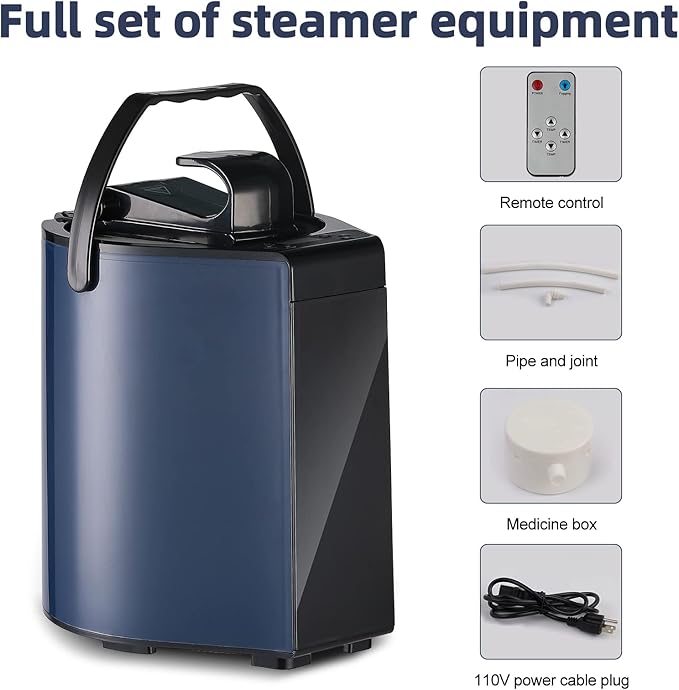 Sauna Steamer, Portable Steam Generator, 3L Stainless Steel Steam Pot with Remote Control, Smart Touch Button, Spa Machine with Timer Display Mist Moisturizing for Body Detox