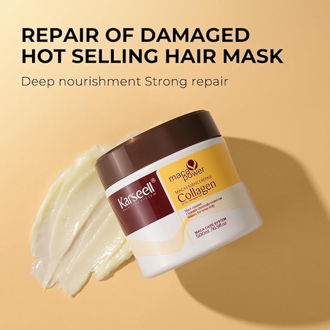 Karseell Collagen Hair Treatment Set, Deep Repair Collagen Hair Mask Shampoo and Argan Oil for Dry Damaged Hair of All Types - 2 x 16.9floz + 1.69floz