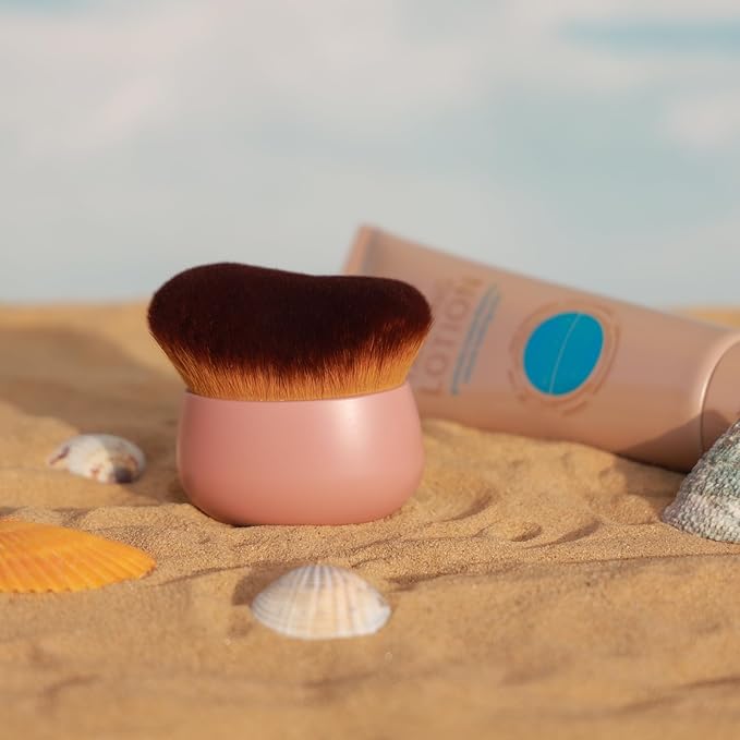 Oversize Self Tanner Brush, Kabuki Brush for Body, Foundation Makeup Brush for Fake Tan, Sunless Tanner Makeup Brushes, Self Tanning Mitt Applicator for Self Tan, Self Tan Mousse Blending Brush (Pink)