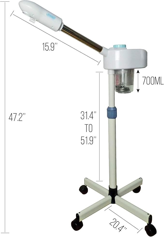 JJ Care Ozone Facial Steamer - Professional Facial Steamer for Esthetician with 2 Operating Modes - Steam Only & Ozone Steaming Herbal & Aromatherapy Feature and 360° Rotating Spray Head