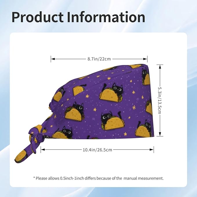 Alligator Ice Cream Working Cap, Scrub Cap with Sweatband, Adjustable Tie Back Hat Breathable Headgear for Women/Men