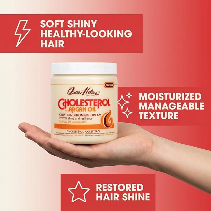 QUEEN HELENE Cholesterol Hair Conditioning Creme Argan Oil, 15 oz | Deep Moisture