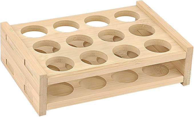 12 Slots Essential Oils Holder Essential Oil Bottle Storage Rack for 5ml 10ml 15ml Makeup Display Stand for Perfume Nail Polish Shelf Tabletop