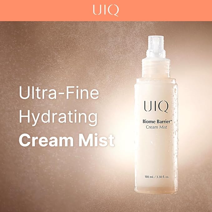 UIQ Biome Barrier Cream Mist, Skin Microbiome-Powered Face Mist with Hyaluronic Acid & Niacinamide, Deep Hydration, Glow & Soothing, Korean Skin Care, 100ml / 3.38 fl. oz.