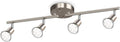 Ascher 4-Light LED Track Lighting Kit, Flexibly Rotatable Light Heads, 4 Way Ceiling Spotlight Matt Nickel Finish, Including 4 GU10 LED Bulbs (4W 400LM Daylight White 5000K)
