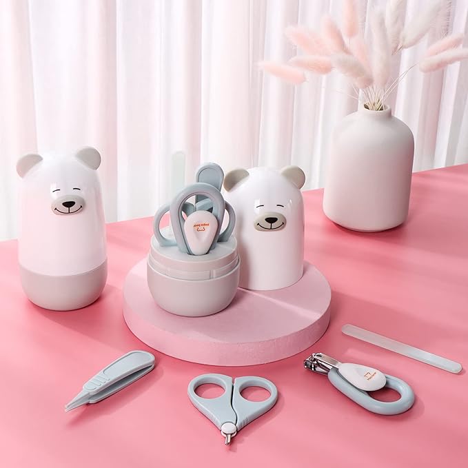 Baby Nail Clippers Set with Cute Case, Infant Fingernail and Toenail File Kit for Newborn Manicure and Pedicure, New Mom Grooming Gift