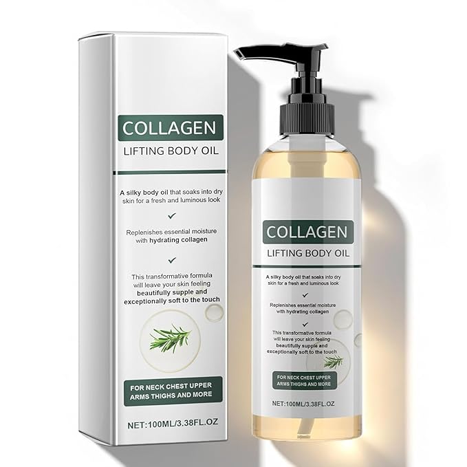 Collagen Lifting Body Oil After Shower, Hydrating Collagen Oil For Body, Moisturizing Anti Aging for Women & Men, Helps Soften Appearance of Crepey Skin for All Skin Types, 3.8 Fl Oz