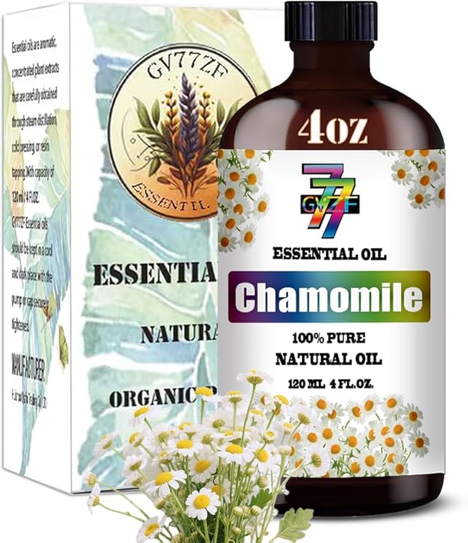 Chamomile Essential Oil - GV77ZF Chamomile Oils for Diffusers, Humidifiers, DIY Candles, Soap, Cleaning, Home, Office, Yoga, Massage, Gifts - 4 fl oz (120 ml)