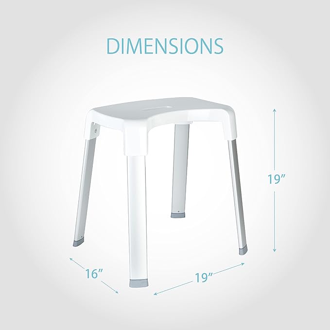 Better Living Smart 4 Shower Bench for Inside the Shower, Shower Stool for Shaving Legs & to Sit On, Rustproof Non-slip Stool with Durable Aluminum Legs, Waterproof Shower Bench, White