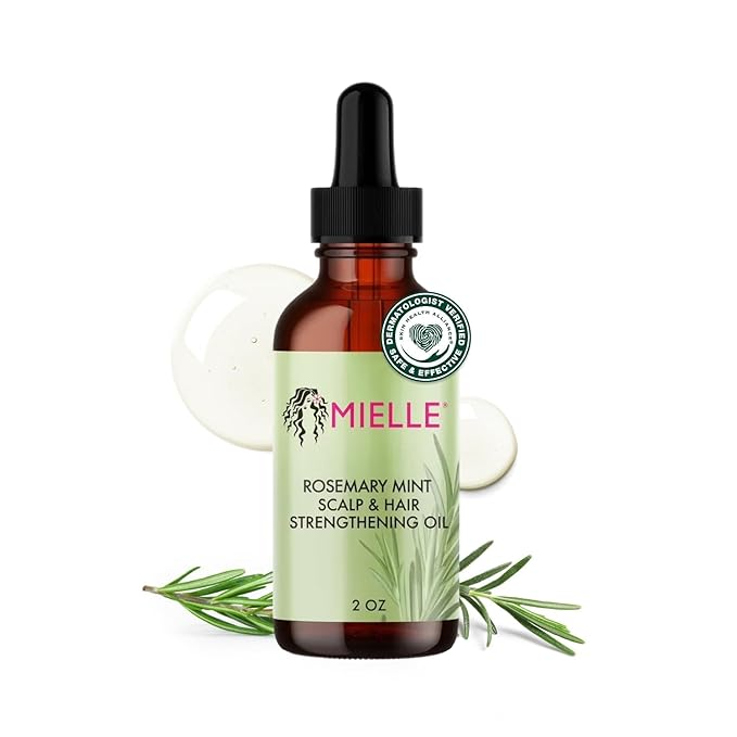 Mielle Organics Rosemary & Mint Hair Oil - Strengthening Biotin Oil Infused Frizzy & Damaged Hair Care - Split Ends & Dry Scalp Treatment to Support Longer, Healthier Strands, 2 Ounce