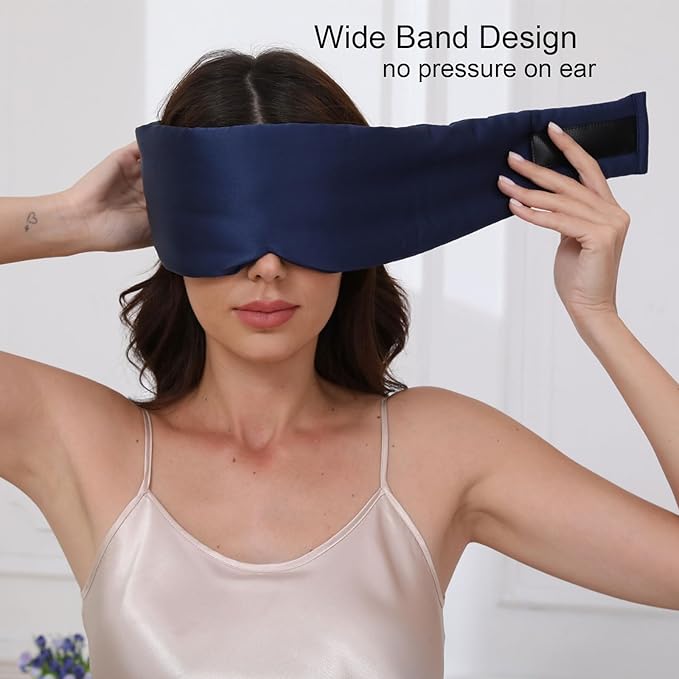 100% Mulberry Silk Sleep Mask for Women & Men Beauty Sleep, Adjustable Blindfold Silk Eye Mask for Sleeping Side Sleepers, Soft Pressure-Free Design for Home, Travel, Office, Nap