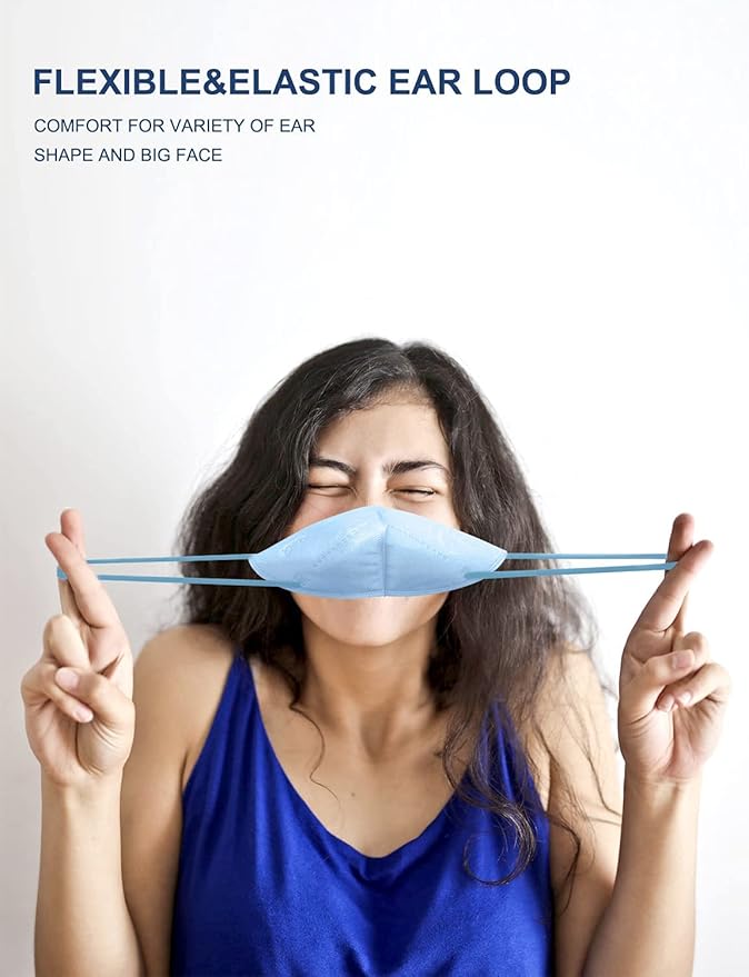 HUHETA KN95 Face Mask 60 Pack, 5-Ply Breathable & Comfortable Safety Mask, Filter Efficiency≥95%-Individually Wrapped