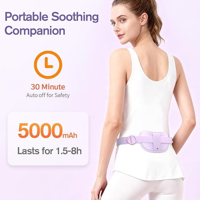 Comfytemp Portable Belly&Back Heating Pad for Period Cramps, FSA Eligible HSA Menstrual Cordless Abdominal Massager, Electric Wearable Belt with 3 Heat 3 Vibration 2 Intensity, Mothers Day Women Girl