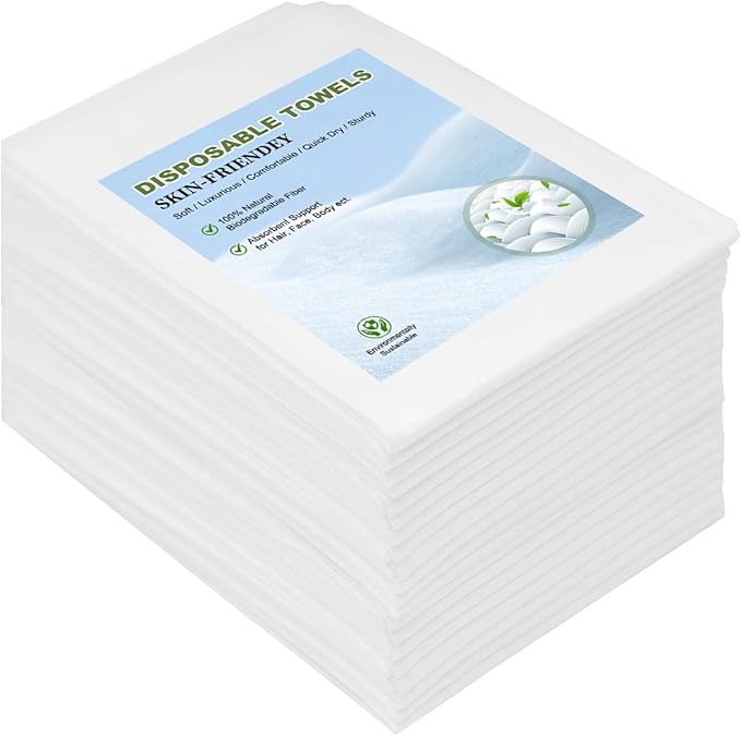 Disposable Hair Drying Towel 32"x16", Ultra Absorbent & Soft Disposable Body Towels, Single-Use Cleaning Towels, Suitable for Home, Salon, Travel, Comping, Gym, Pet - 20 Count Bulk