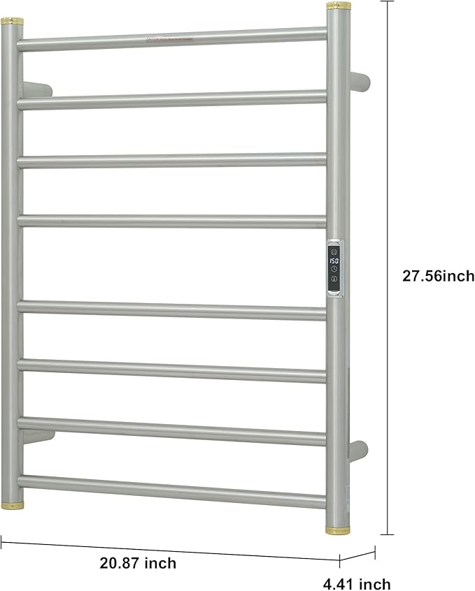 Electric Towel Warmer Rack,Heating Towel Warmer,Timer & Temperature Control,Wall-Mounted Plug-in for Bathroom,Brushed,Stainless Steel,8-Bar(27.56x20.87x4.41in)