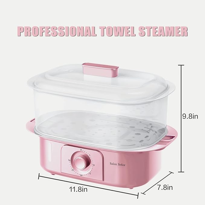 Salon Señor Pink Towel Steamer with Quickly Heating in 5 Mins Auto Off Timer Spa Towel Steamer for Personal Use at Home