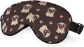 Cartoon Pug Sleep Mask Eye Mask Puppy Bow Tie Glasses Dog Animal Sleep Mask Light Blocking Adjustable Smooth Soft Eye Masks for Women Deep Rest Travel