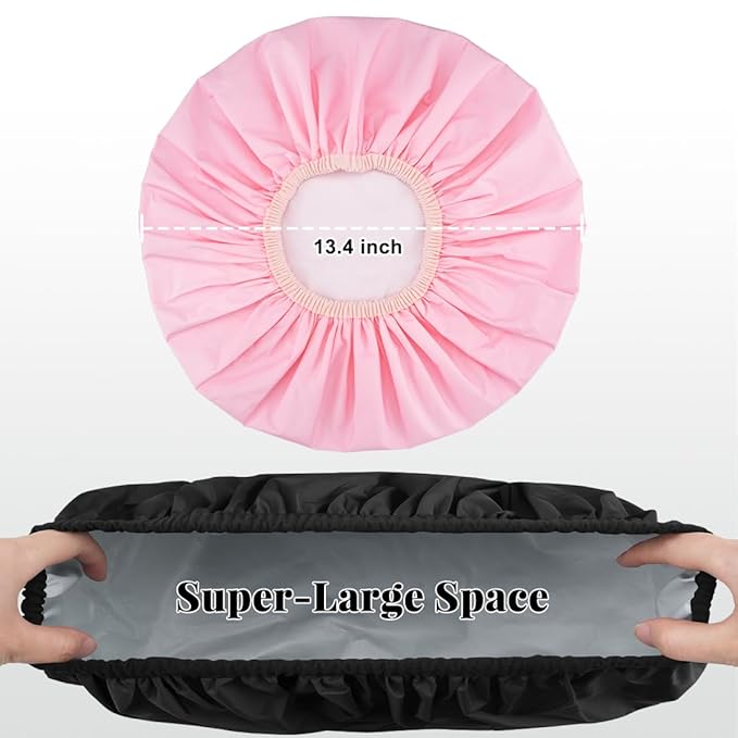 3 Pack Waterproof Shower Cap for Women, Reusable Bath Cap for Long Hair, Comfortable Hair Cap for Shower and Home Use