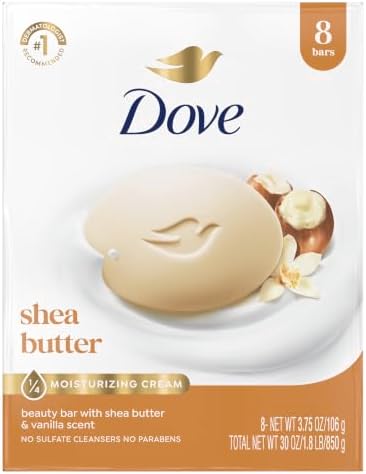 Dove Shea Butter Beauty Bar Soap 8 Count, Cleanser, 3.75 oz I beauty bar by Dove