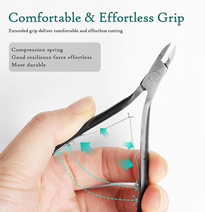 Cuticle Nippers Kit: Precision Coated Stainless Steel Cuticle Trimmer Remover for Fingernails and Toenails, Cutter for Manicure Pedicure, Nail Clippers Tools for Women (Black- 1 PACK)