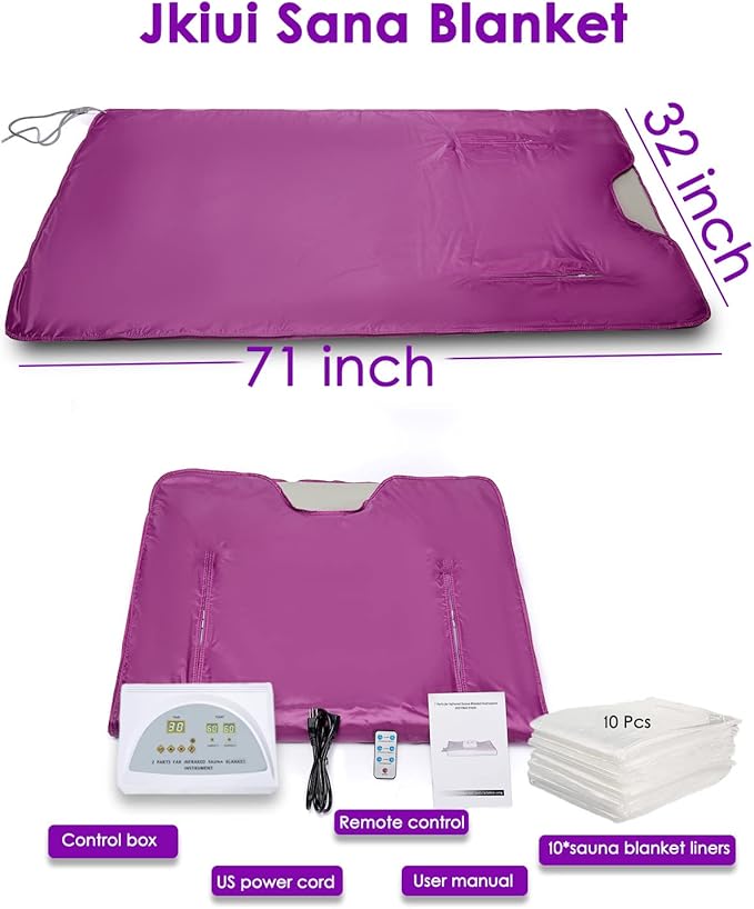 Sauna Blanket Detox Upgrade Zippers Far Infrared Sauna Blanket Body Sauna Heating Portable Wrap Sauna Blanket Relax at Home Oxford Cloth Waterproof,71（L）×32（W） Inches