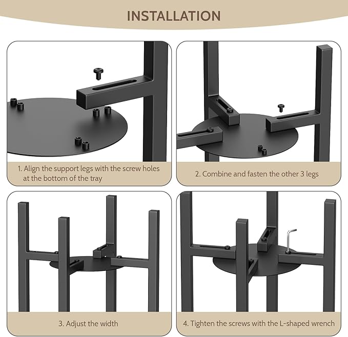 Keenray Metal Adjustable Stand for Towel Warmers, Heavy Duty Stand with Trays to Fit Different Sized Towel Warmers(8’’-15’’), Ideal Stand Accessories for Bathroom , Black