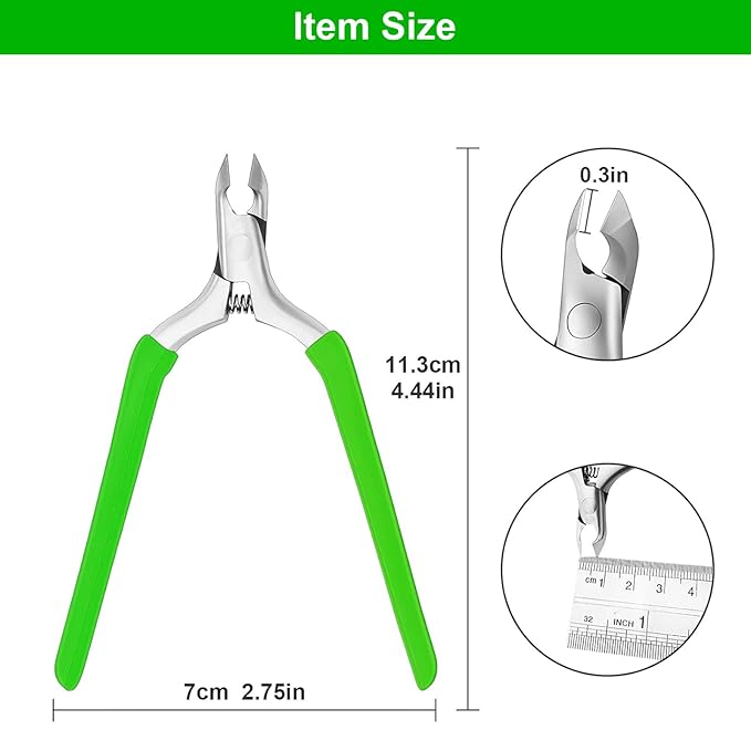 CGBE Cuticle Trimmer, 3/4 Jaw Extremely Sharp Cuticle Nippers, Professional Nail Cuticle Trimmer Tools, Non-Slip Silicone Handle Cuticle Clipper for Nail Care Pedicure Manicure Nail (Green)