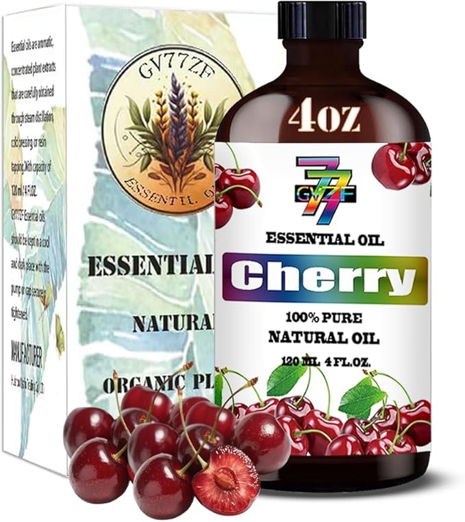 Cherry Essential Oil - GV77ZF Cherry Oils for Diffusers, Humidifiers, DIY Candles, Soap, Cleaning, Home, Office, Yoga, Massage, Gifts - 4 fl oz (120 ml)