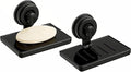 SUOXING 2 Pack Bar of Soap Holder for Shower with Suction Cup,Rustproof Wall Mounted Acrylic Shower Soap Rack & Caddy for Bathroom,Bath,Kitchen,Plastic Self Draining Soap Holder and Soap Shelf,Black