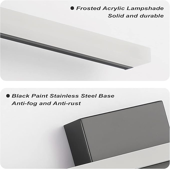 Combuh LED Bathroom Light Fixtures Over Mirror 24 Inch 14W, Black Vanity Lights Bar for Bathroom, Modern IP44 Wall Sconce Cool White 6000K