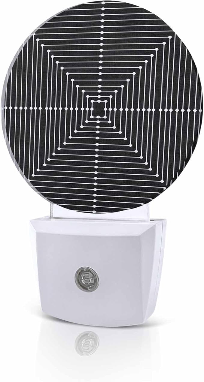 Night Lights Auto Sensor Black Aesthetic Night Light Lines Perspective Box Round Lamp Plug-in LED Nightlights Dusk to Dawn for Living Room Bedroom Bathroom Hallway Wall Decor