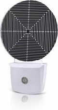 Night Lights Auto Sensor Black Aesthetic Night Light Lines Perspective Box Round Lamp Plug-in LED Nightlights Dusk to Dawn for Living Room Bedroom Bathroom Hallway Wall Decor