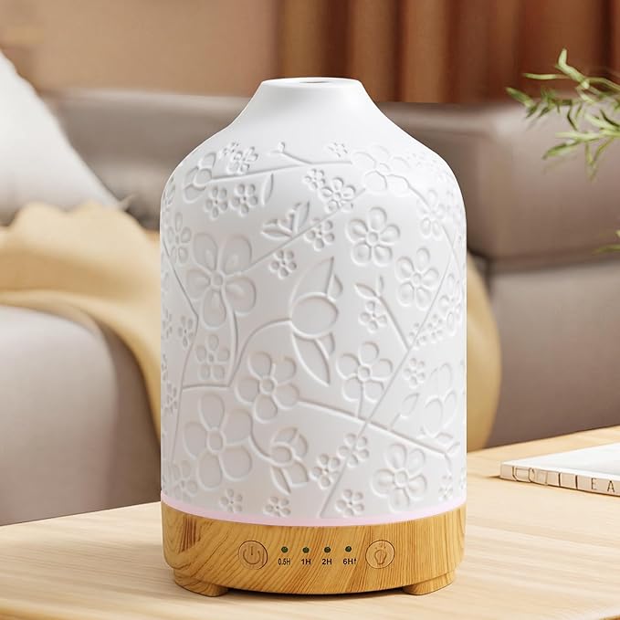 Essential Oil Diffuser Diffuser -Aromatherapy Diffuser for Essential Oils with Timer and 7 Colors LED Light Ultrasonic Diffuser with Auto Shut-Off, Home Office Decor&Gift (Blossom-150ml)