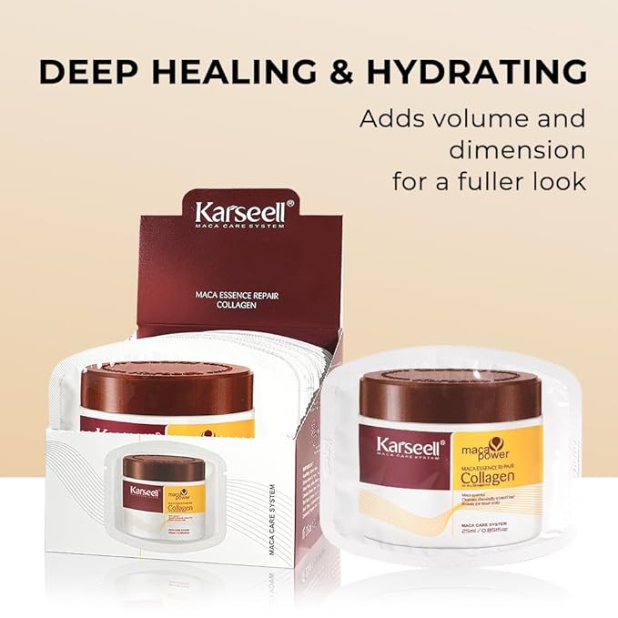 Karseell Collagen Hair Treatment Deep Repair Conditioning Argan Oil Collagen Hair Mask Essence for Dry Damaged Hair All Hair Types 25ml/ 0.85oz（24 packs